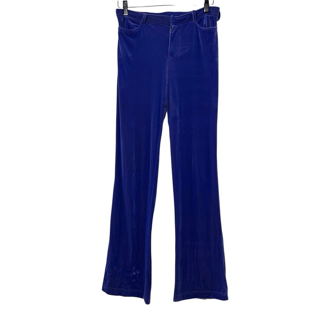 Vintage Betsy Johnson Pants Womens M Purple‎ Velvet Low Rise Retro